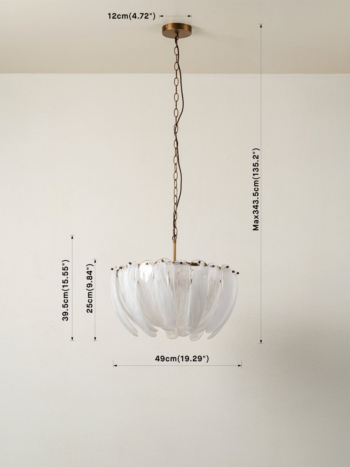 Astera - 4 light alabaster curved glass chandelier - Zelno Lighting