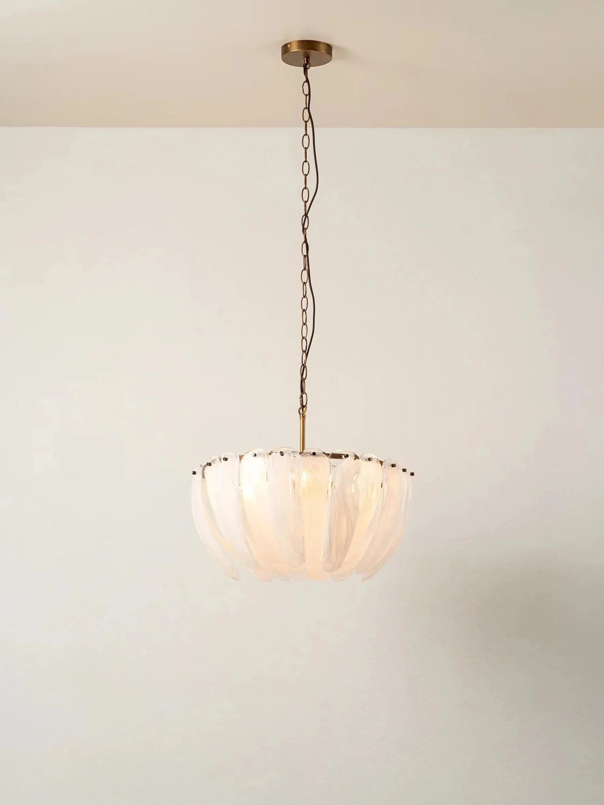 Astera - 4 light alabaster curved glass chandelier - Zelno Lighting