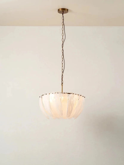 Astera - 4 light alabaster curved glass chandelier - Zelno Lighting