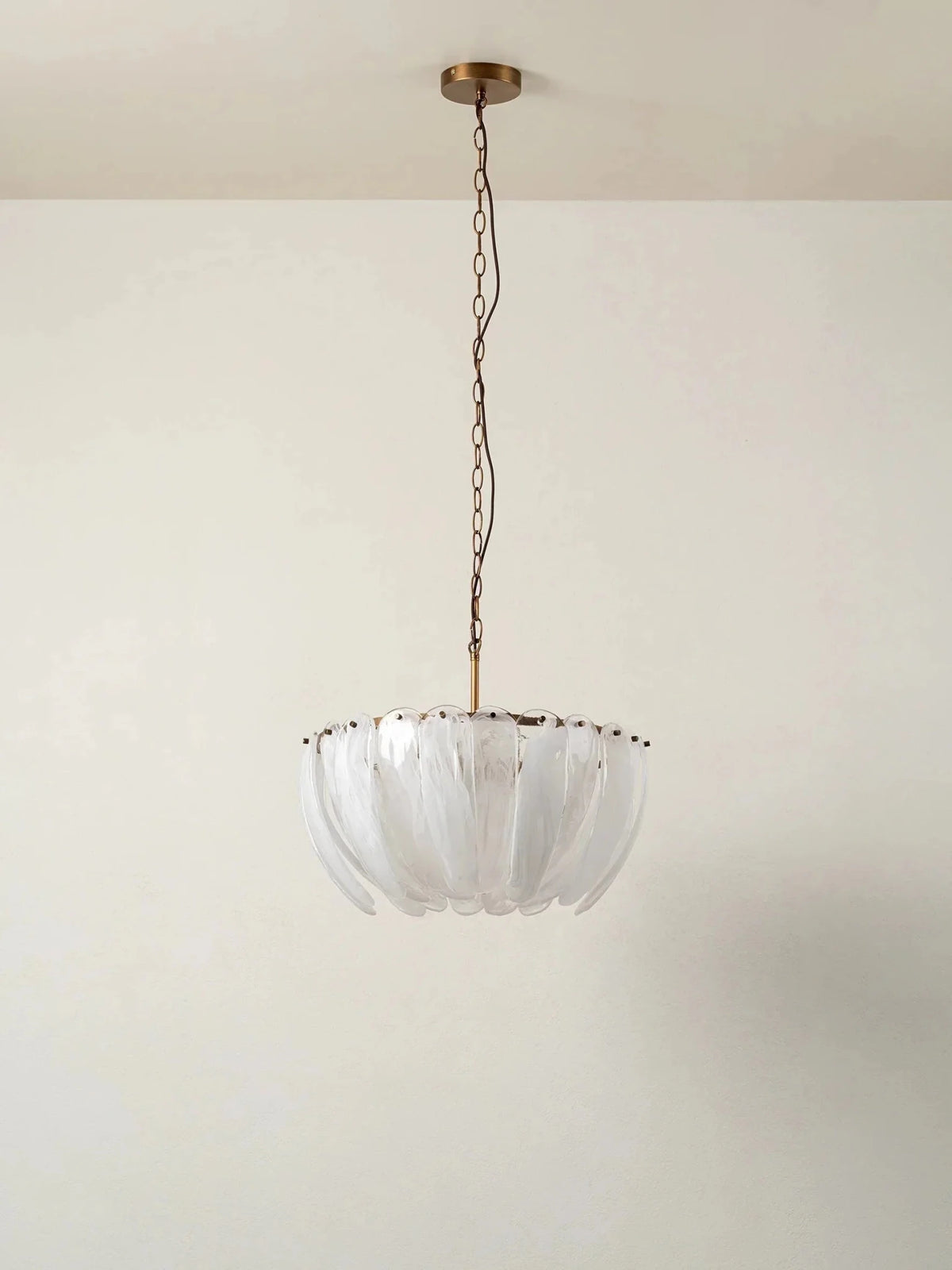 Astera - 4 light alabaster curved glass chandelier - Zelno Lighting