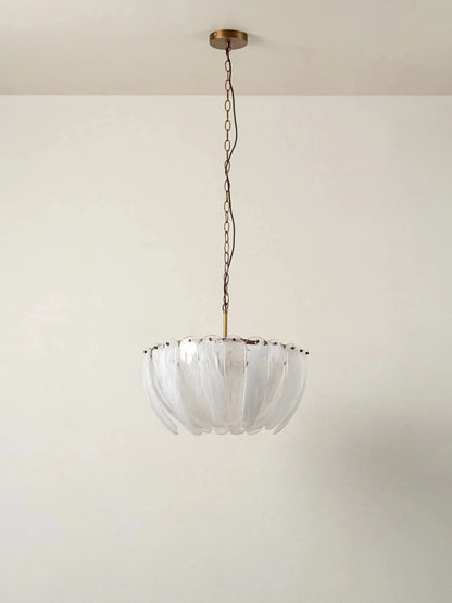 Astera - 4 light alabaster curved glass chandelier - Zelno Lighting