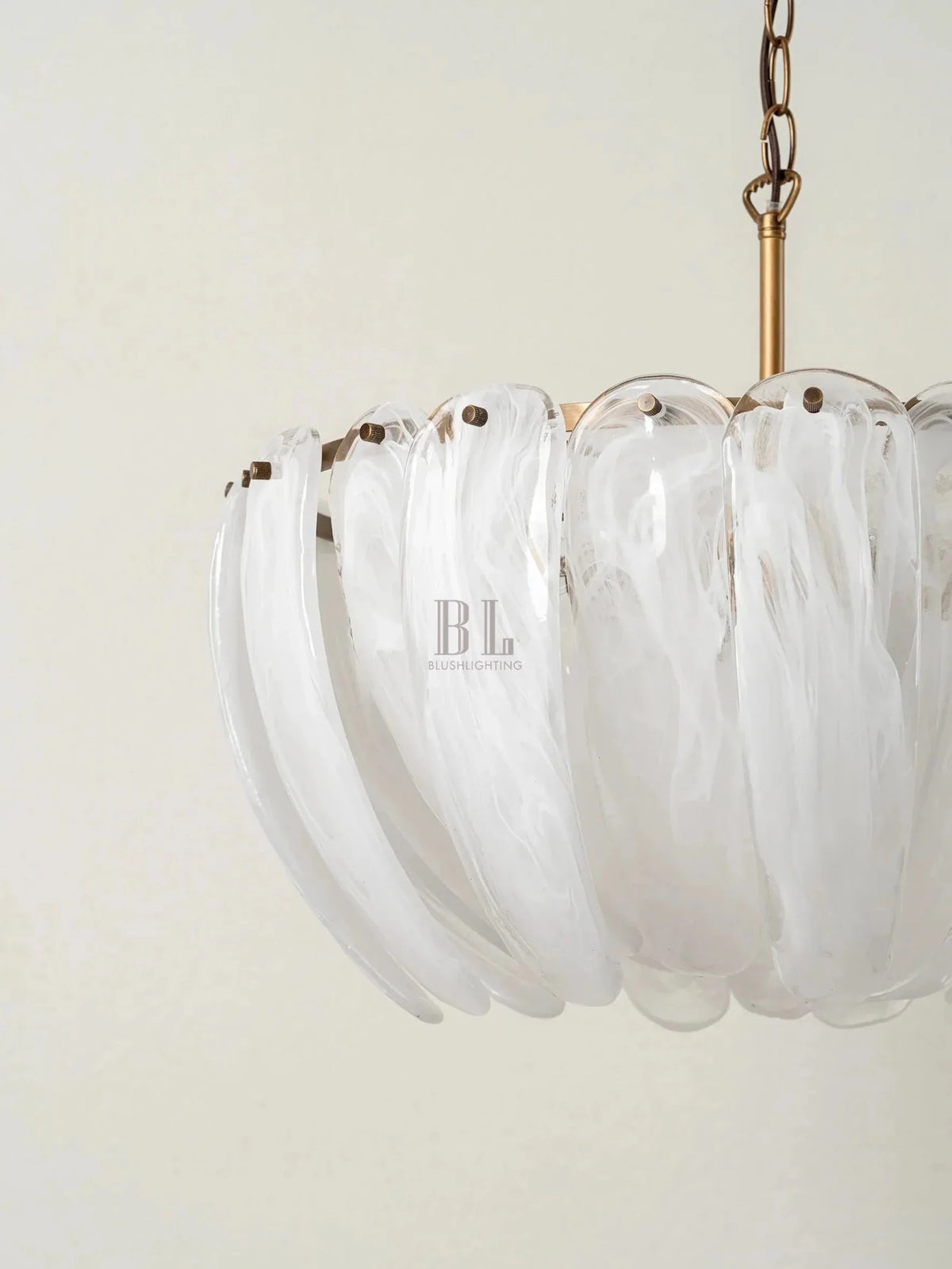 Astera - 4 light alabaster curved glass chandelier - Zelno Lighting
