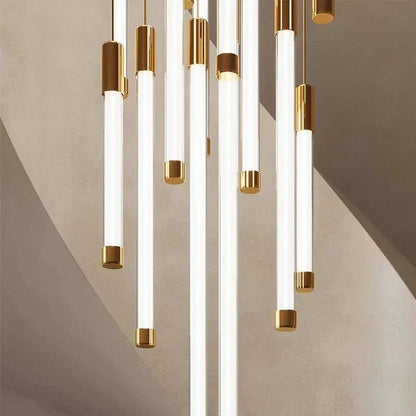 Atia Modern Long Chandelier For Staircase Black/Gold/Silver - Zelno Lighting