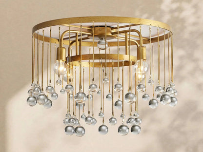 Aubrey Crystal Ball Flushmount Lamp - Zelno Lighting