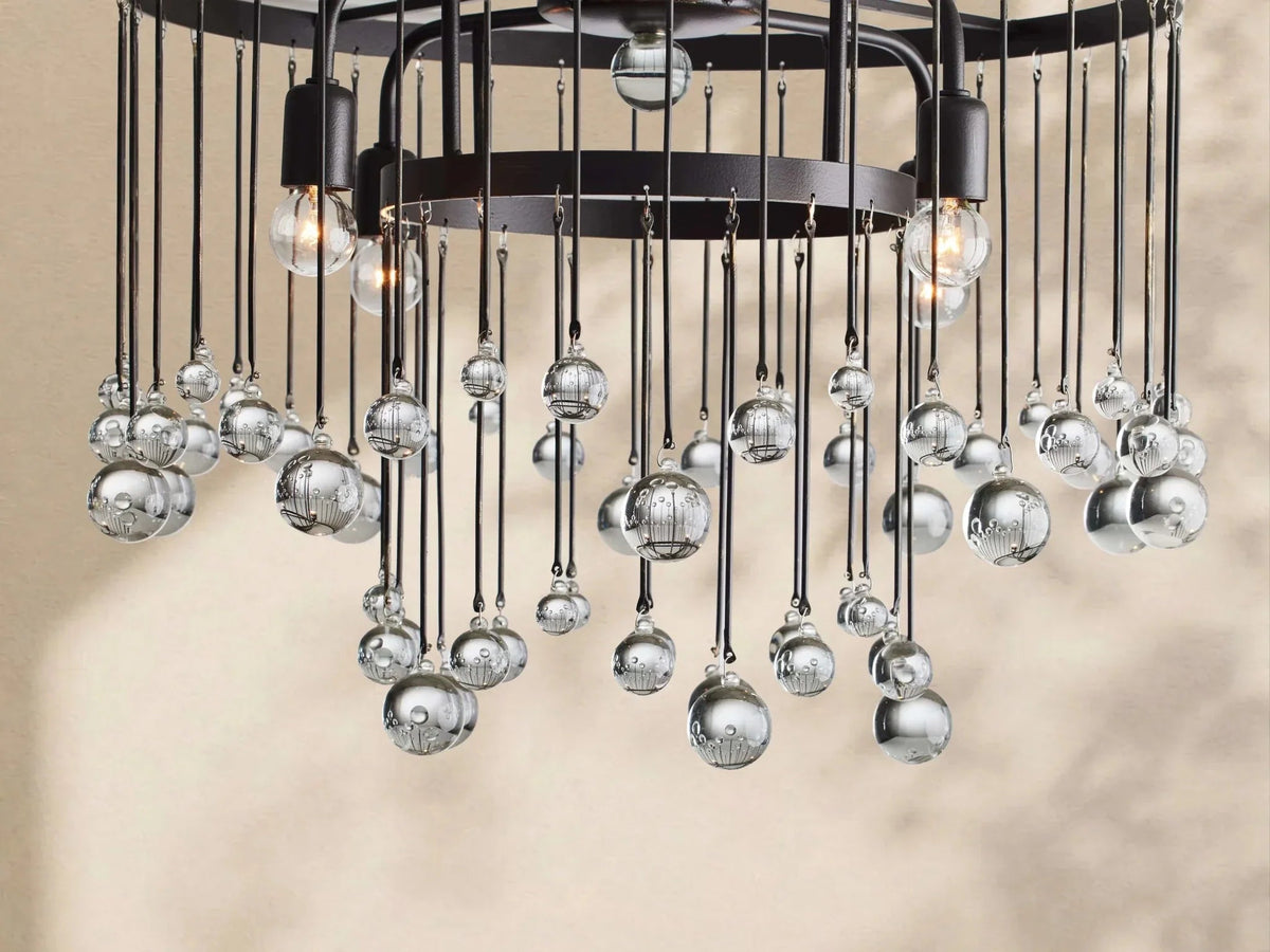 Aubrey Crystal Ball Flushmount Lamp - Zelno Lighting