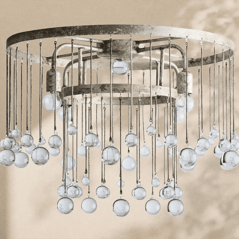 Aubrey Crystal Ball Flushmount Lamp - Zelno Lighting