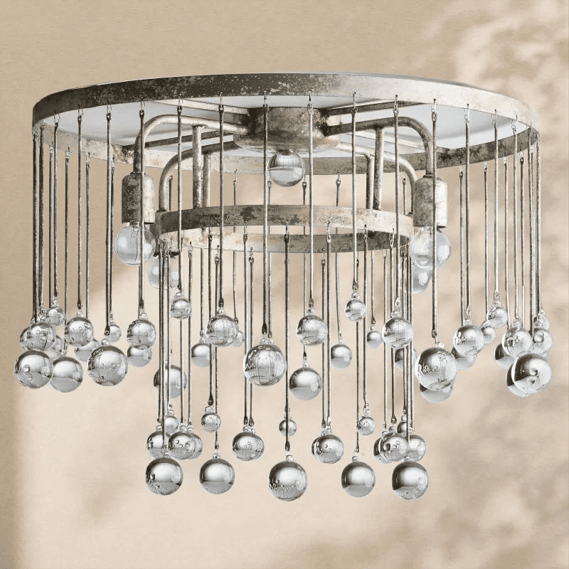 Aubrey Crystal Ball Flushmount Lamp - Zelno Lighting