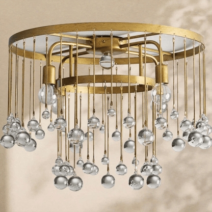 Aubrey Crystal Ball Flushmount Lamp - Zelno Lighting