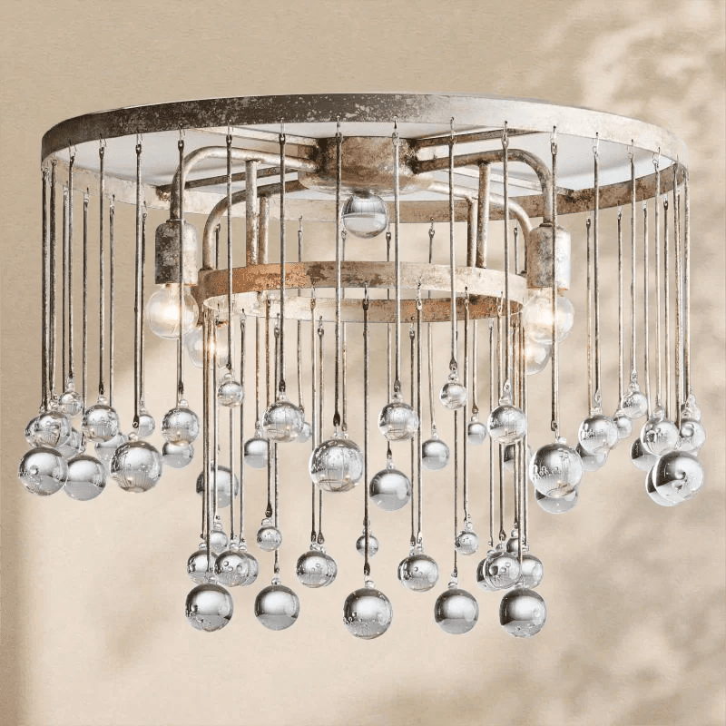 Aubrey Crystal Ball Flushmount Lamp - Zelno Lighting