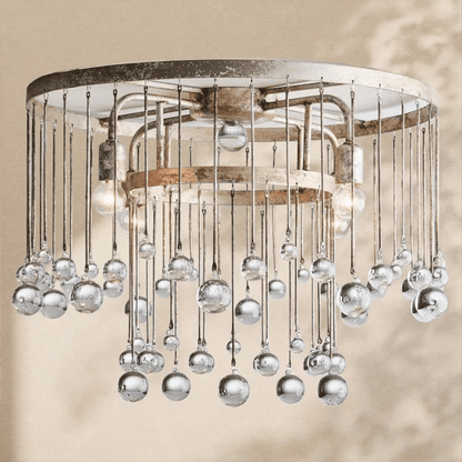 Aubrey Crystal Ball Flushmount Lamp - Zelno Lighting