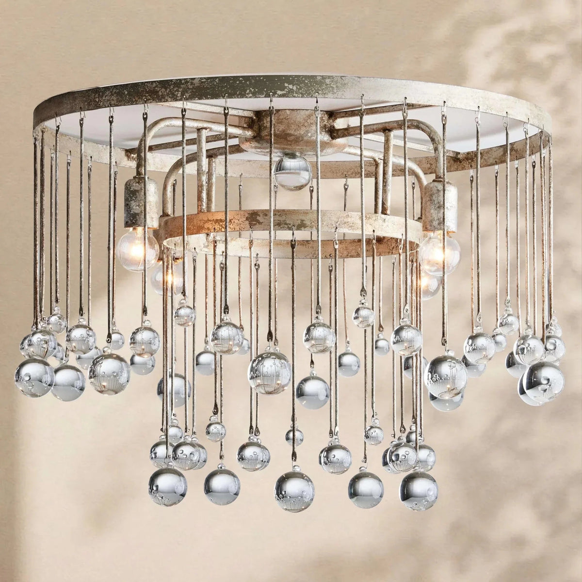 Aubrey Crystal Ball Flushmount Lamp - Zelno Lighting