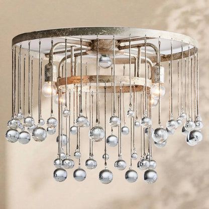 Aubrey Crystal Ball Flushmount Lamp - Zelno Lighting