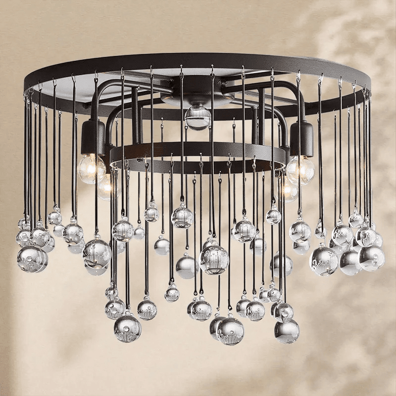 Aubrey Crystal Ball Flushmount Lamp - Zelno Lighting