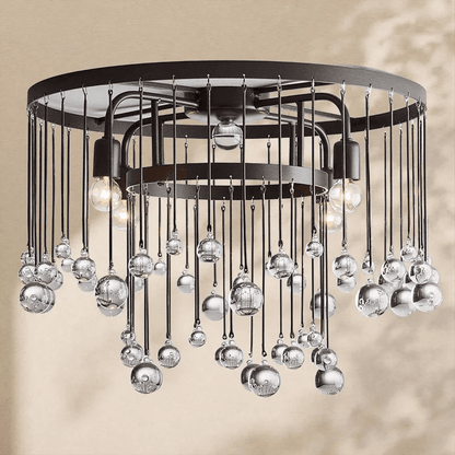 Aubrey Crystal Ball Flushmount Lamp - Zelno Lighting
