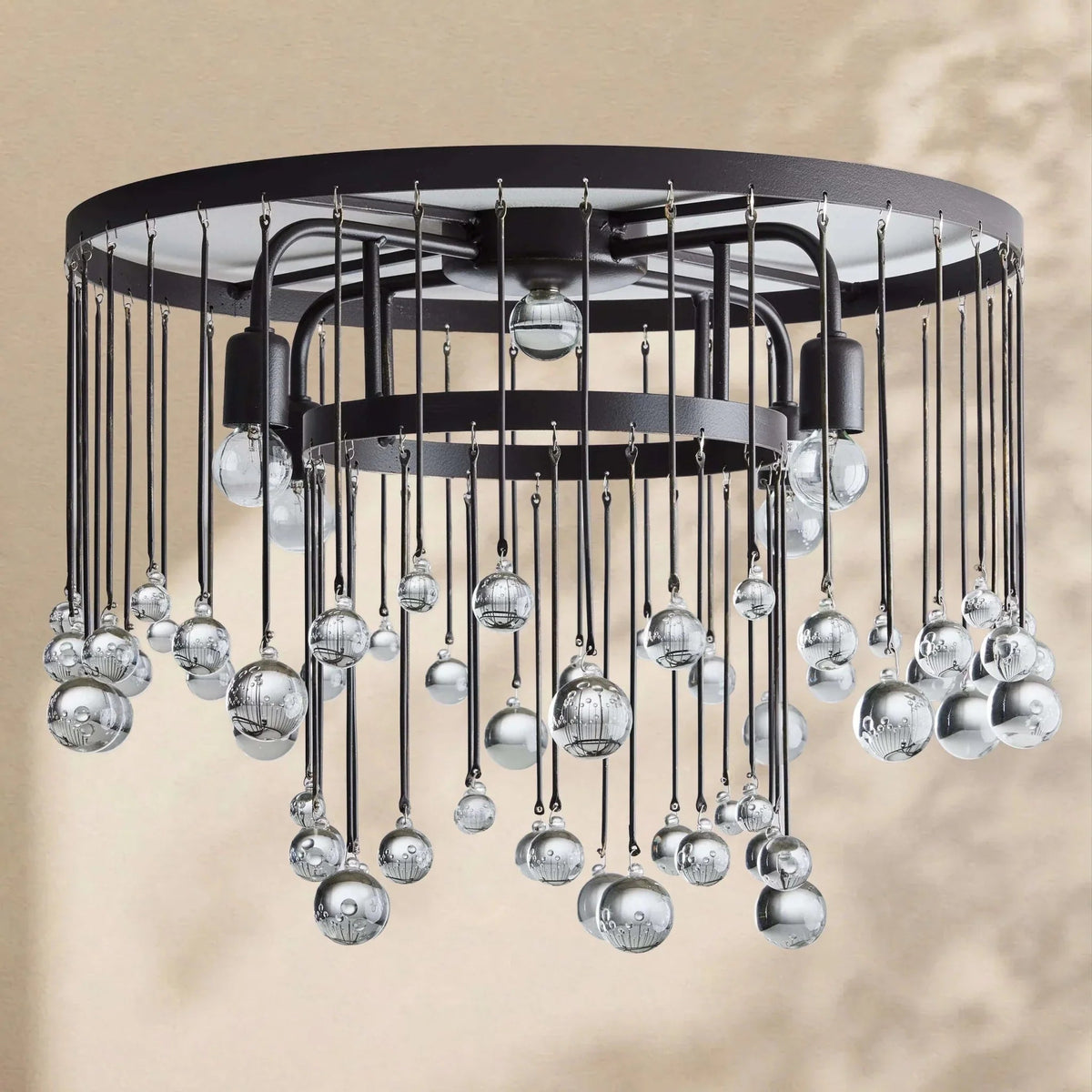 Aubrey Crystal Ball Flushmount Lamp - Zelno Lighting