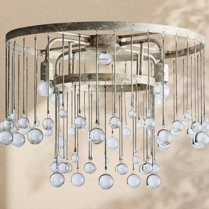 Aubrey Crystal Ball Flushmount Lamp - Zelno Lighting