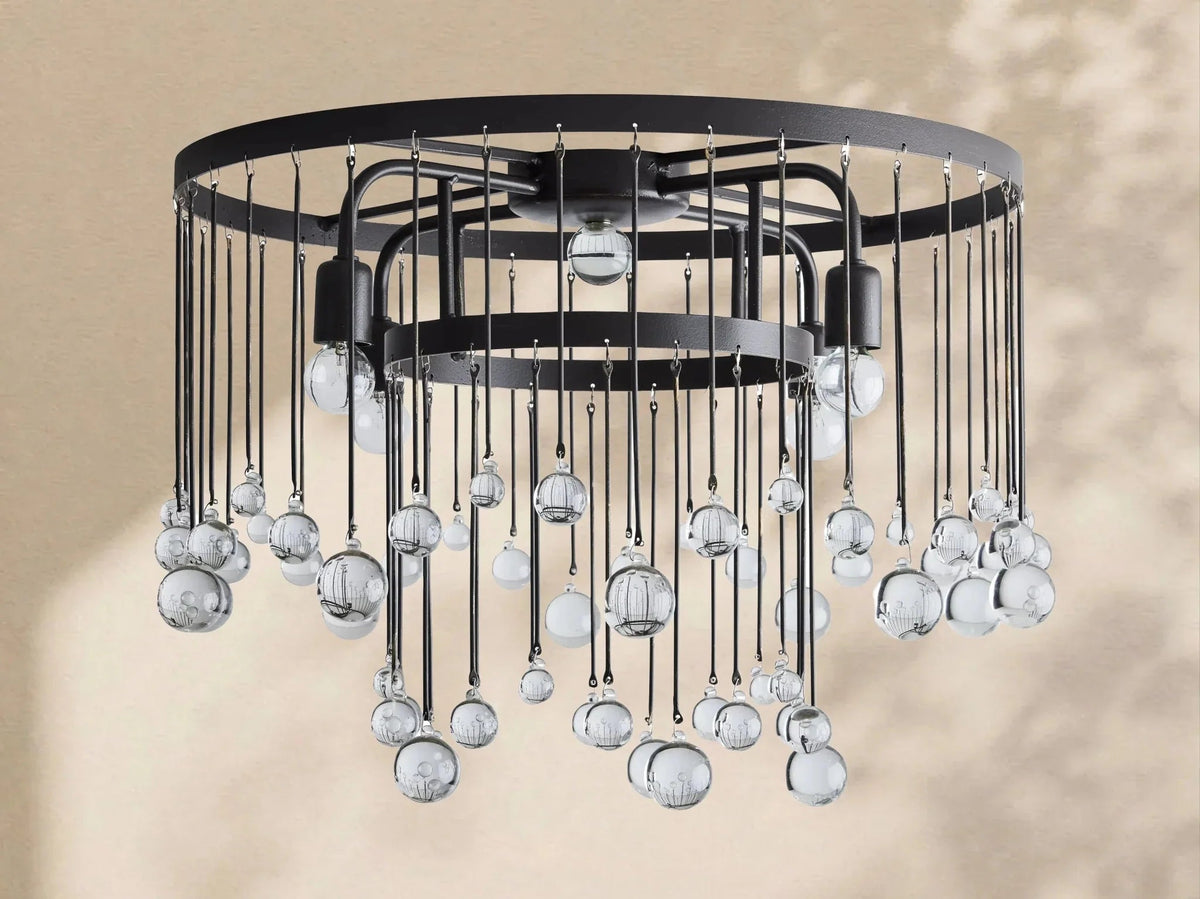 Aubrey Crystal Ball Flushmount Lamp - Zelno Lighting