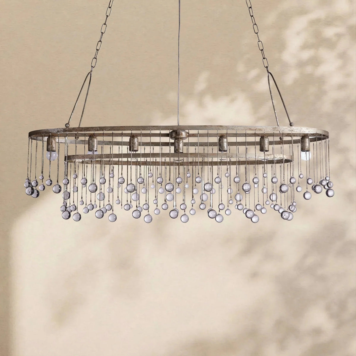 Aubrey Crystal Ball Oval Chandelier 7 Lights - Zelno Lighting