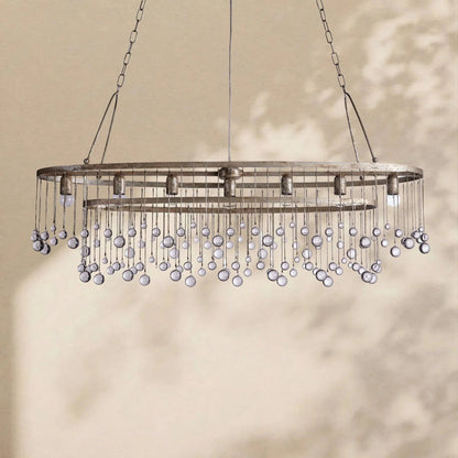 Aubrey Crystal Ball Oval Chandelier 7 Lights - Zelno Lighting