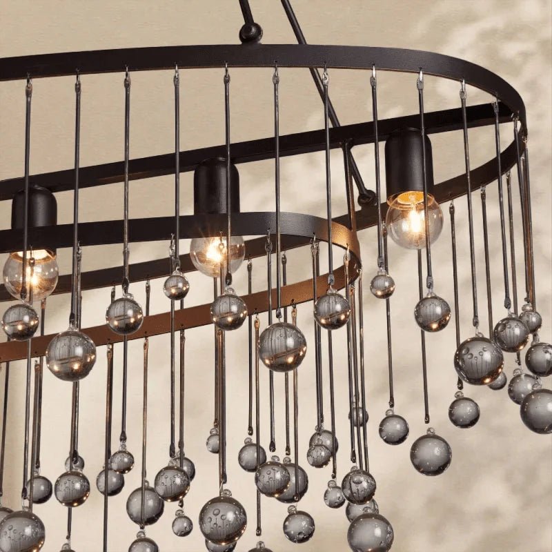 Aubrey Crystal Ball Oval Chandelier 7 Lights - Zelno Lighting