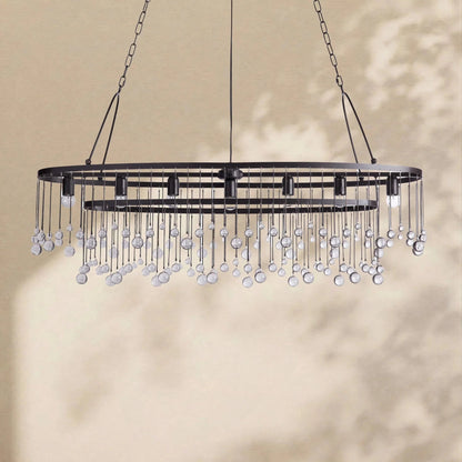 Aubrey Crystal Ball Oval Chandelier 7 Lights - Zelno Lighting