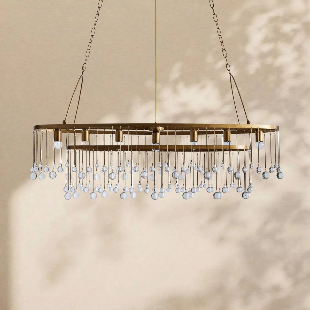 Aubrey Crystal Ball Oval Chandelier 7 Lights - Zelno Lighting