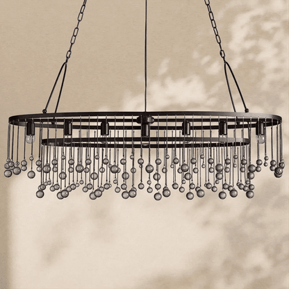 Aubrey Crystal Ball Oval Chandelier 7 Lights - Zelno Lighting