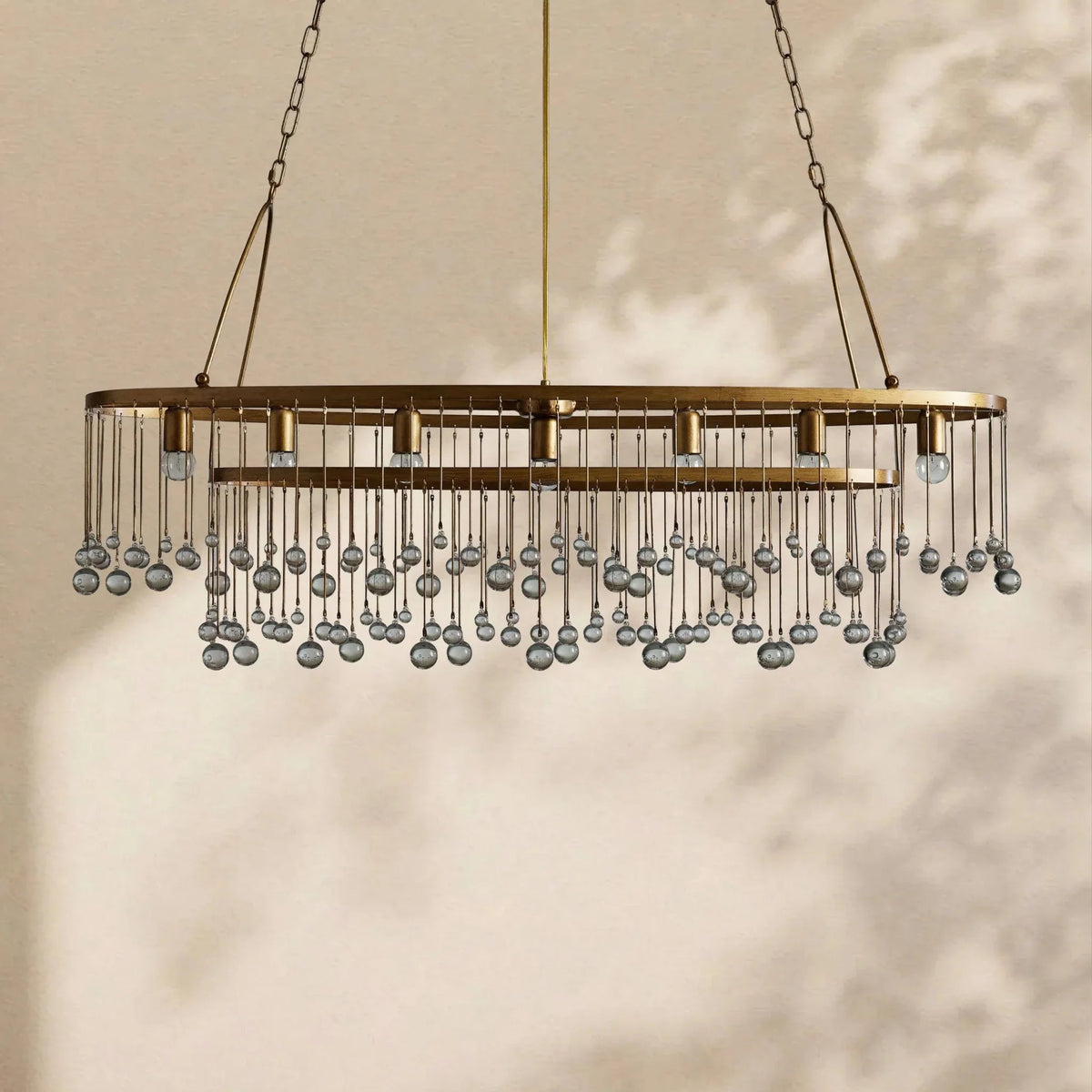 Aubrey Crystal Ball Oval Chandelier 7 Lights - Zelno Lighting