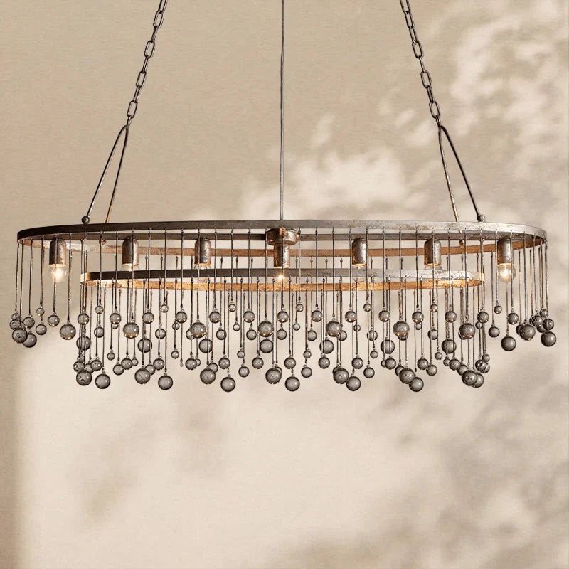 Aubrey Crystal Ball Oval Chandelier 7 Lights - Zelno Lighting