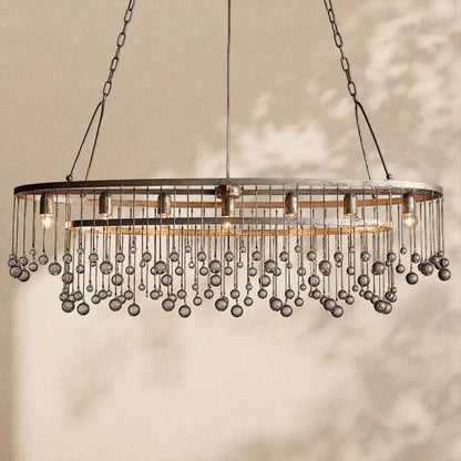 Aubrey Crystal Ball Oval Chandelier 7 Lights - Zelno Lighting