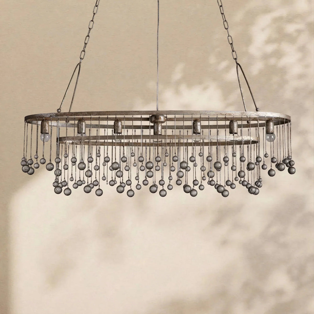 Aubrey Crystal Ball Oval Chandelier 7 Lights - Zelno Lighting