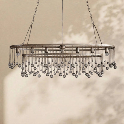 Aubrey Crystal Ball Oval Chandelier 7 Lights - Zelno Lighting