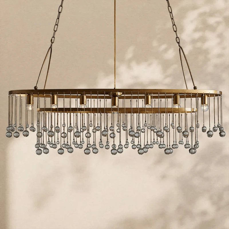 Aubrey Crystal Ball Oval Chandelier 7 Lights - Zelno Lighting
