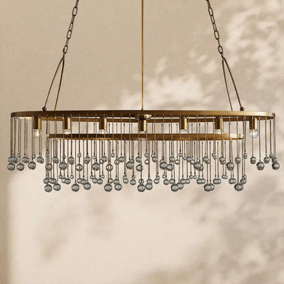Aubrey Crystal Ball Oval Chandelier 7 Lights - Zelno Lighting