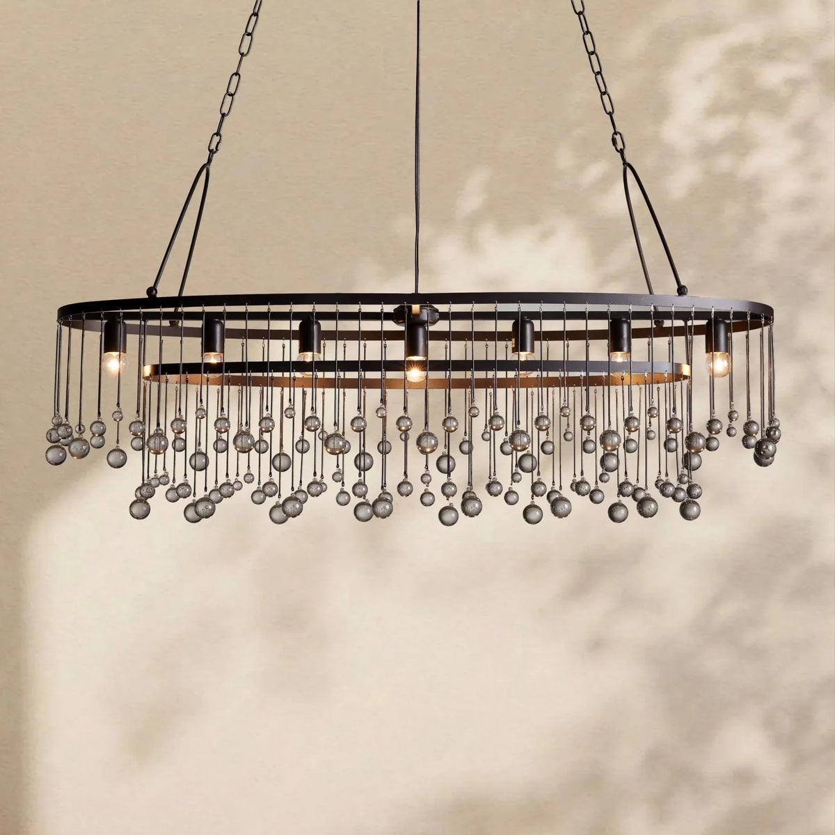 Aubrey Crystal Ball Oval Chandelier 7 Lights - Zelno Lighting