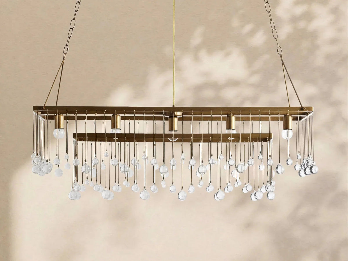 Aubrey Crystal Ball Rectangular Chandelier 47'' 60'' - Zelno Lighting