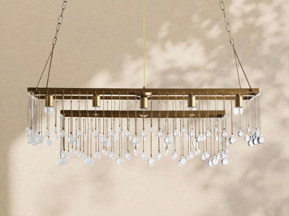 Aubrey Crystal Ball Rectangular Chandelier 47'' 60'' - Zelno Lighting
