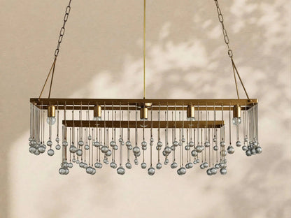 Aubrey Crystal Ball Rectangular Chandelier 47'' 60'' - Zelno Lighting
