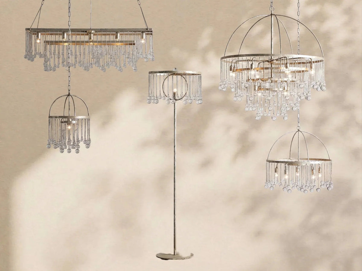 Aubrey Crystal Ball Rectangular Chandelier 47'' 60'' - Zelno Lighting