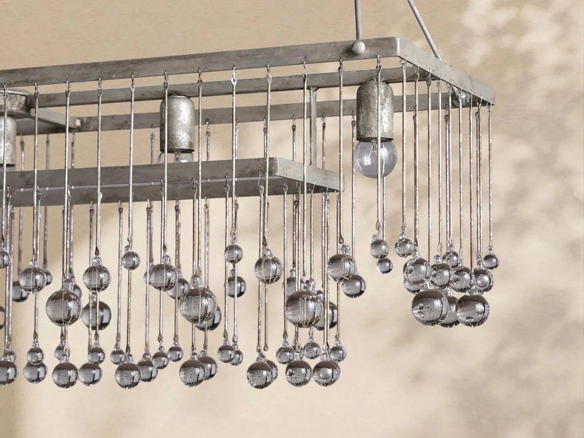 Aubrey Crystal Ball Rectangular Chandelier 47'' 60'' - Zelno Lighting