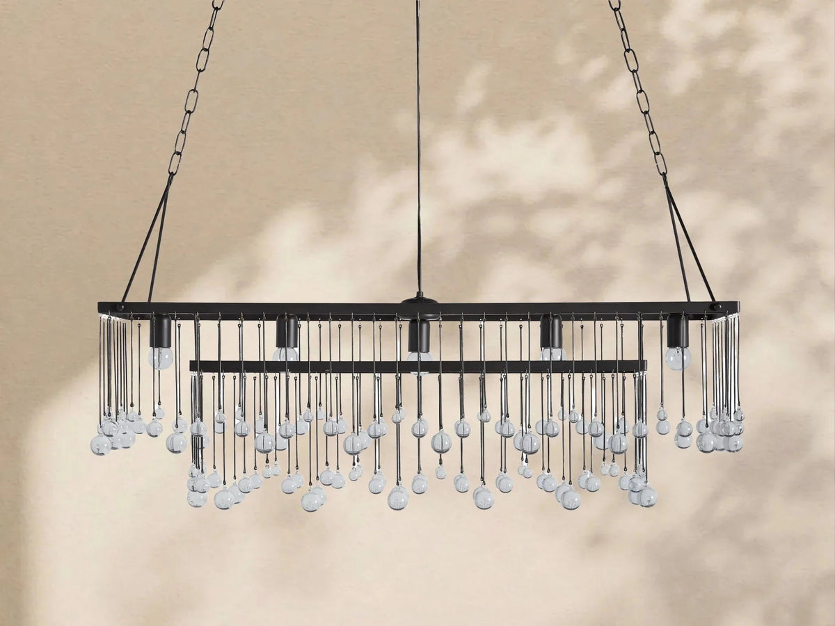 Aubrey Crystal Ball Rectangular Chandelier 47'' 60'' - Zelno Lighting