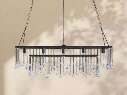 Aubrey Crystal Ball Rectangular Chandelier 47'' 60'' - Zelno Lighting