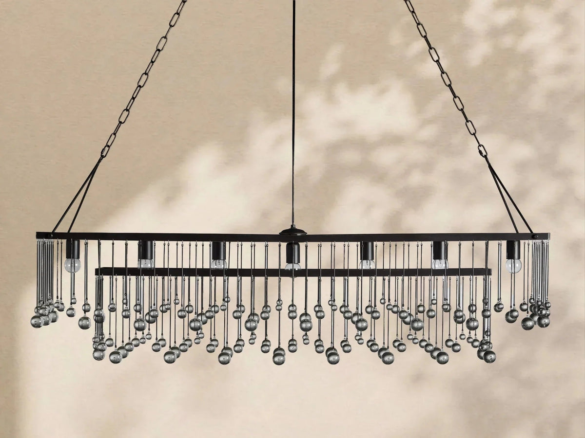Aubrey Crystal Ball Rectangular Chandelier 47'' 60'' - Zelno Lighting
