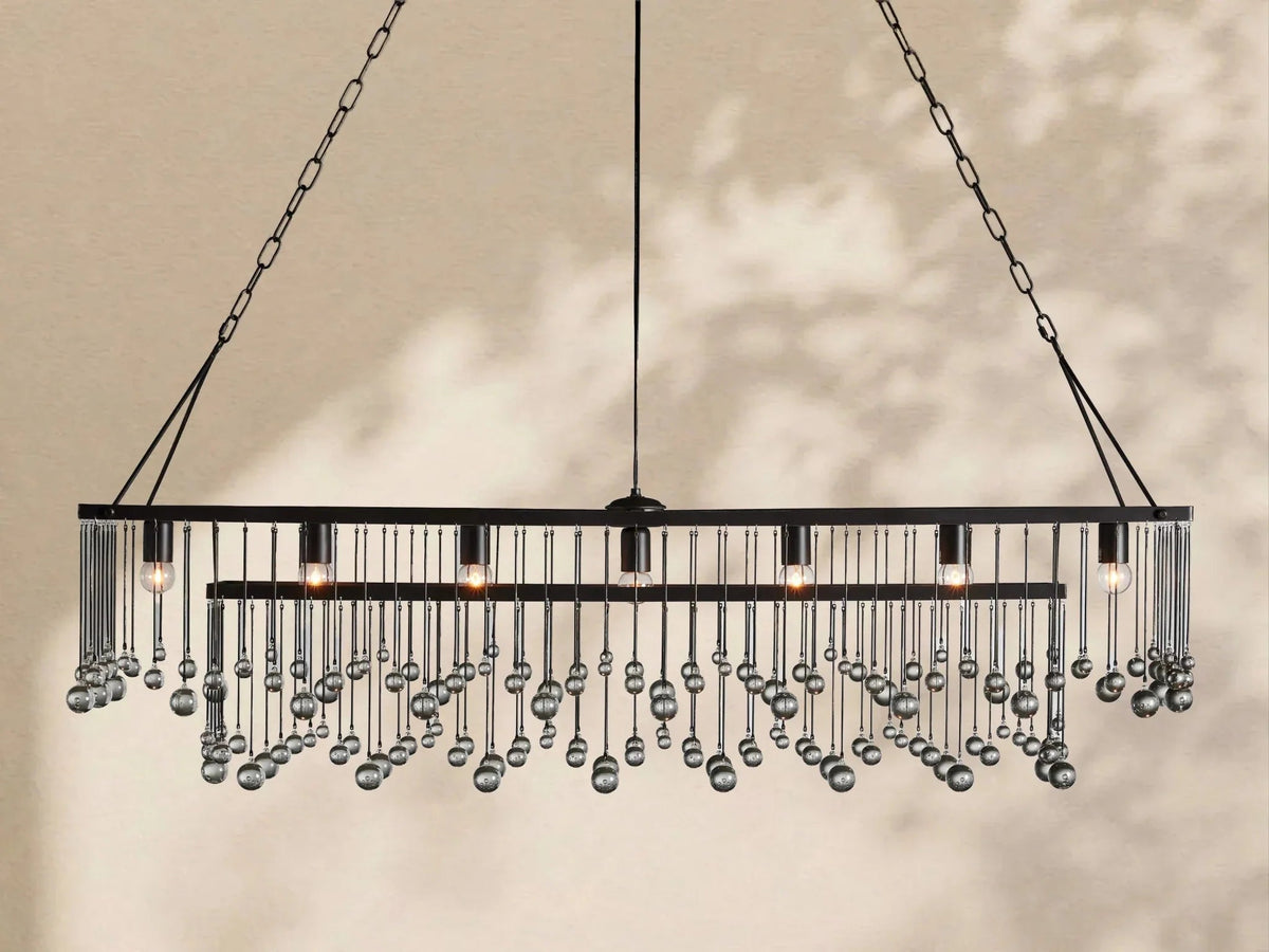 Aubrey Crystal Ball Rectangular Chandelier 47'' 60'' - Zelno Lighting