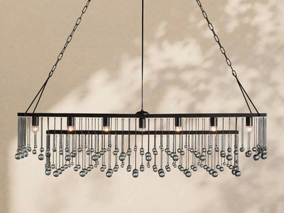 Aubrey Crystal Ball Rectangular Chandelier 47'' 60'' - Zelno Lighting