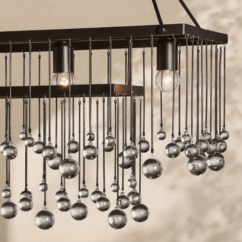 Aubrey Crystal Ball Rectangular Chandelier 47'' 60'' - Zelno Lighting