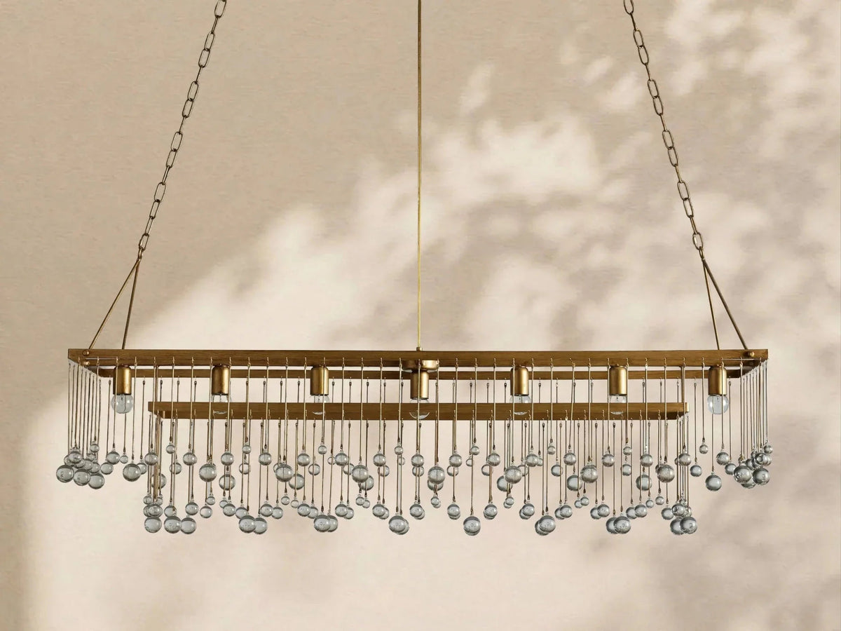 Aubrey Crystal Ball Rectangular Chandelier 47'' 60'' - Zelno Lighting