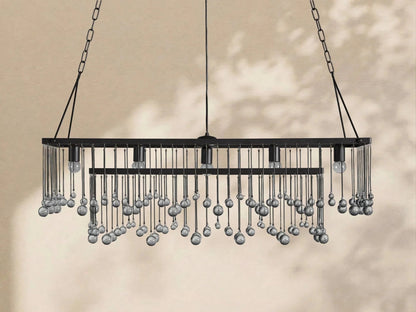 Aubrey Crystal Ball Rectangular Chandelier 47'' 60'' - Zelno Lighting