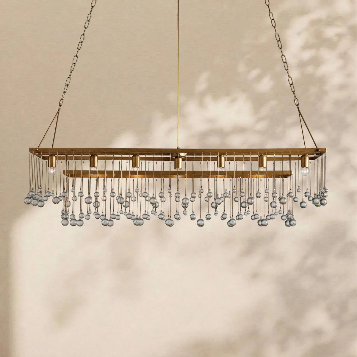 Aubrey Crystal Ball Rectangular Chandelier 47'' 60'' - Zelno Lighting