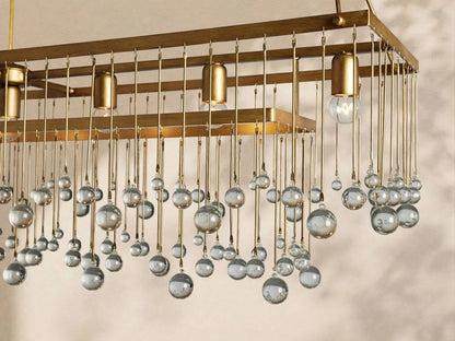 Aubrey Crystal Ball Rectangular Chandelier 47'' 60'' - Zelno Lighting